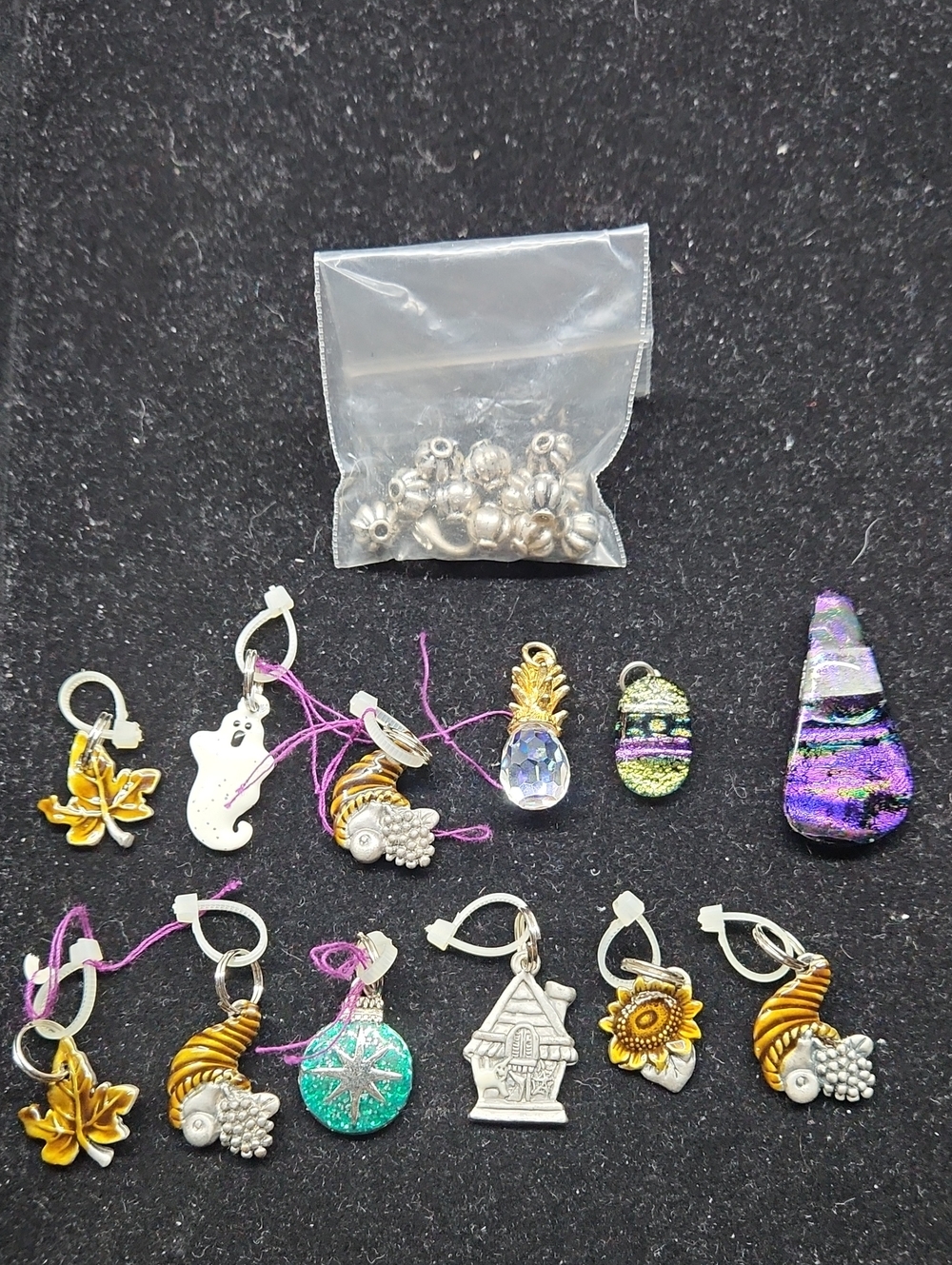 Mixed Silver & Gold Tone Charm Necklace Set - Assorted Floral and Novelty Charms